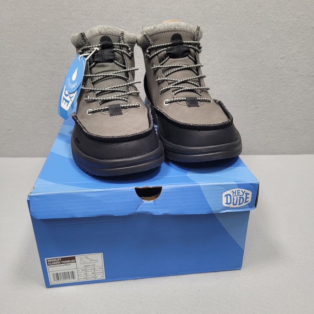 Hey Dude Bradley Classic Tumbled Granite Grey Multi Mens Boots 44327-1VT Size 10